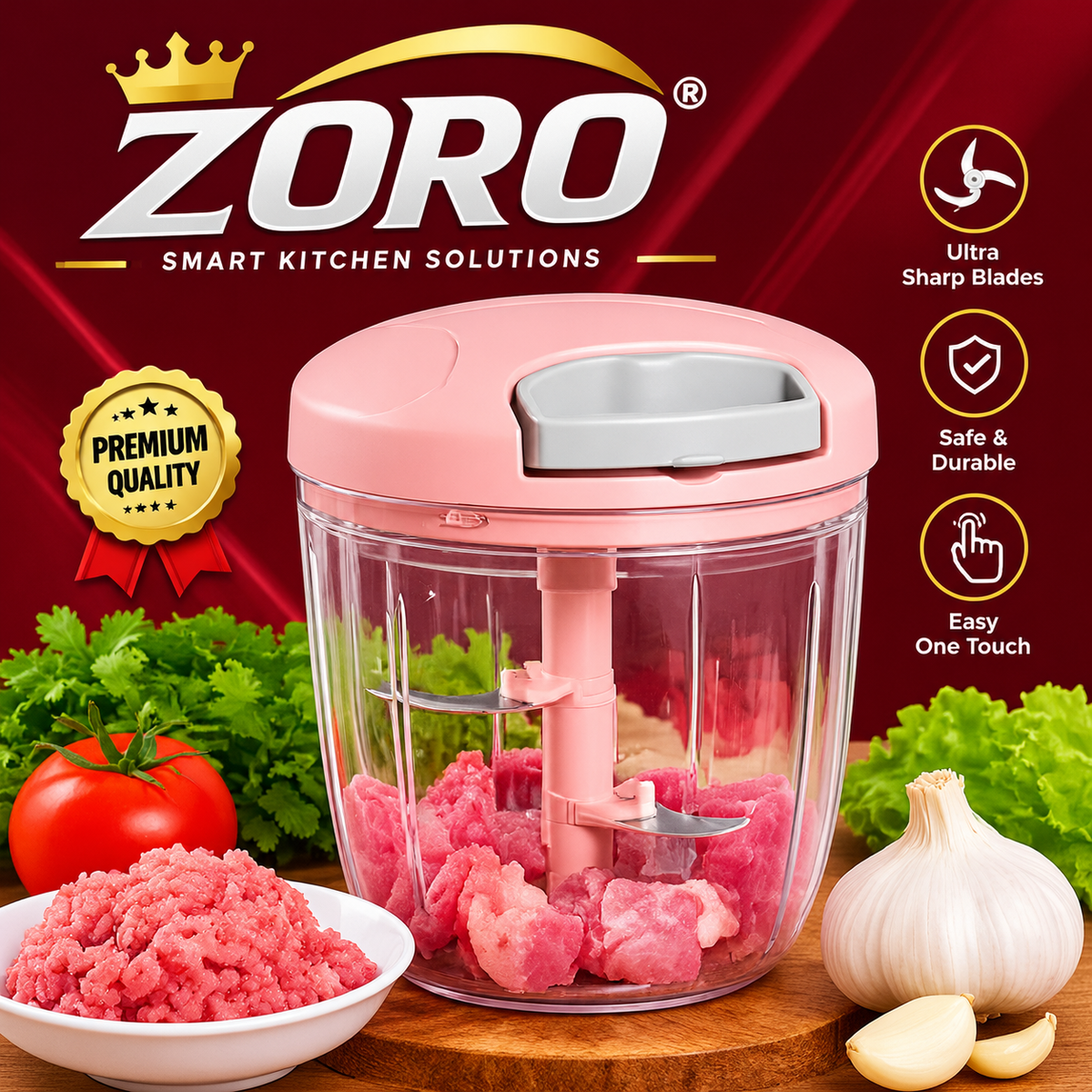ZORO Manual Vegetable Chopper – Sabzi, Pyaz aur Fruits ki Asaan Chopping