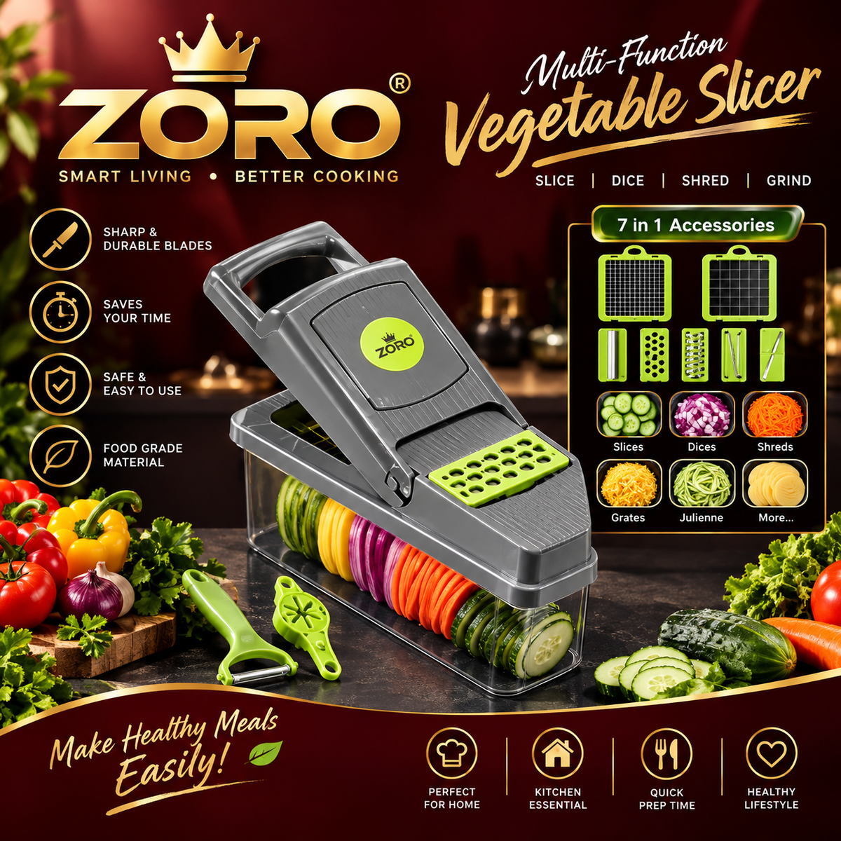 ZORO Manual Vegetable Chopper – Sabzi, Pyaz aur Fruits ki Asaan Chopping