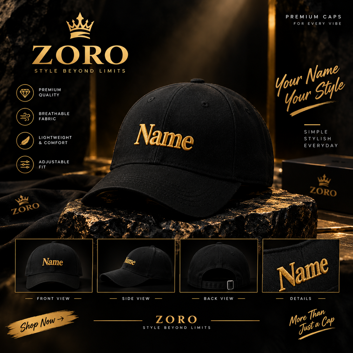 ZORO Premium Cap | Stylish & Comfortable Everyday Wear