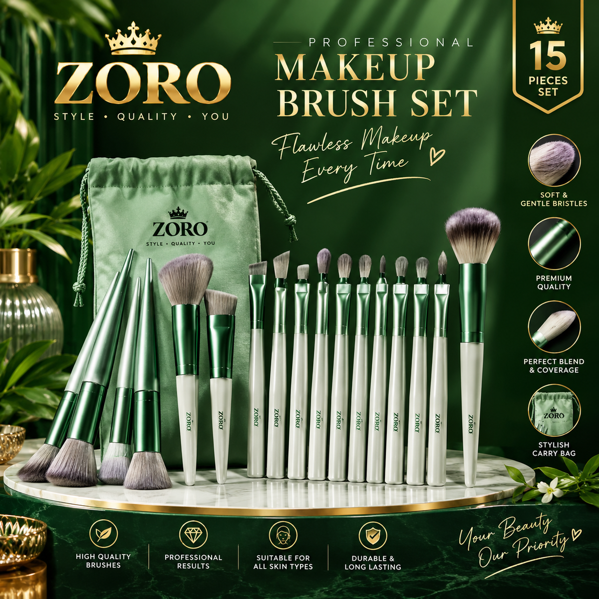 ZORO 13-Piece Soft Makeup Brush Set | Complete Your Beauty Routine