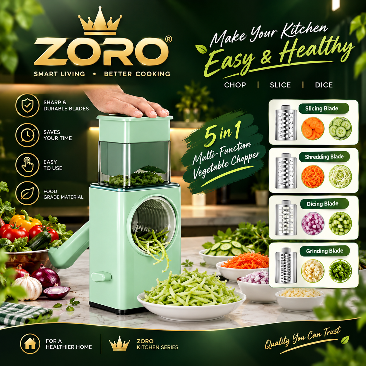 ZORO Manual Vegetable Chopper – Sabzi, Pyaz aur Fruits ki Asaan Chopping