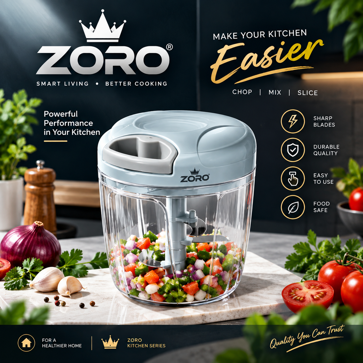 ZORO Manual Vegetable Chopper – Sabzi, Pyaz aur Fruits ki Asaan Chopping
