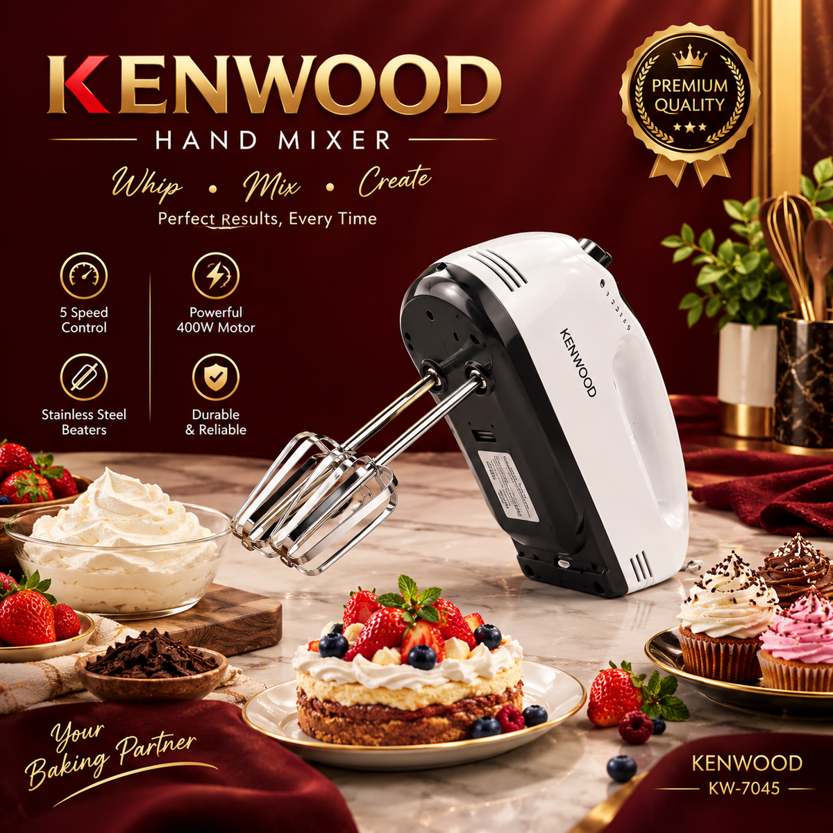 Kenwood Electric Egg Beater | Hand Mixer for Everyday Baking⠋