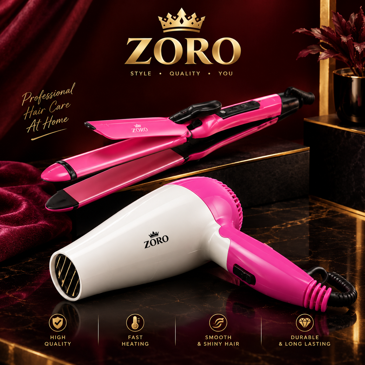 ZORO 2-in-1 Electric Hair Straightener | Style Your Way