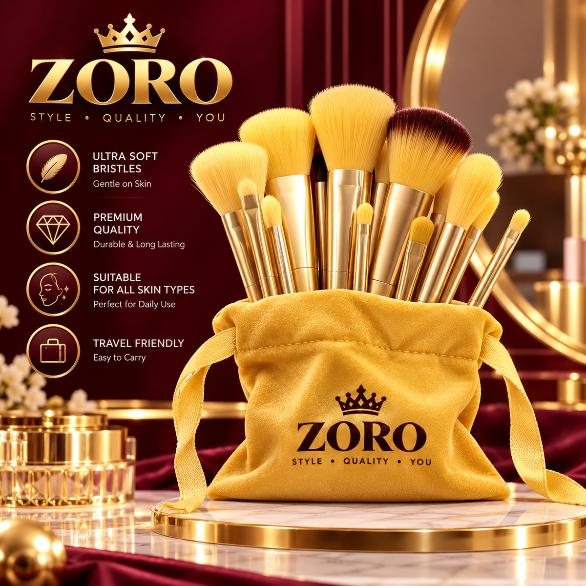 ZORO 13-Piece Soft Makeup Brush Set | Complete Your Beauty Routine