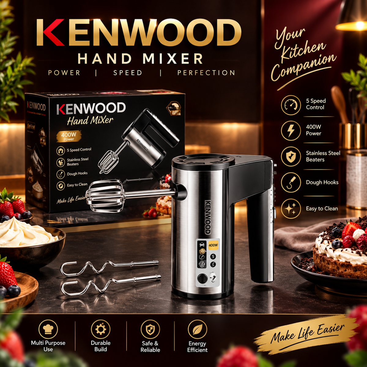 Kenwood Electric Egg Beater | Hand Mixer for Everyday Baking⠋